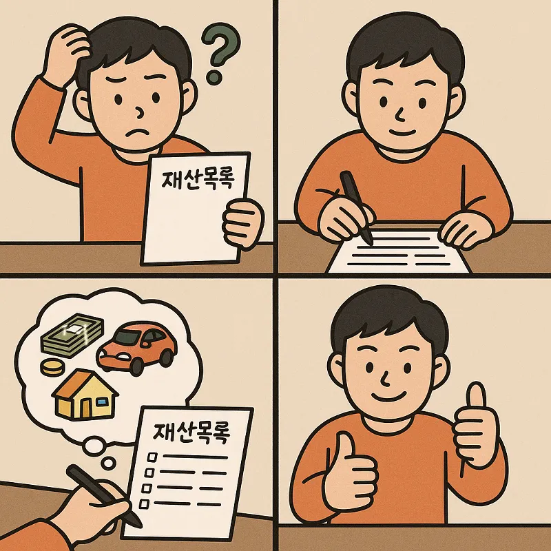 개인 파산 재산 목록 작성 방법