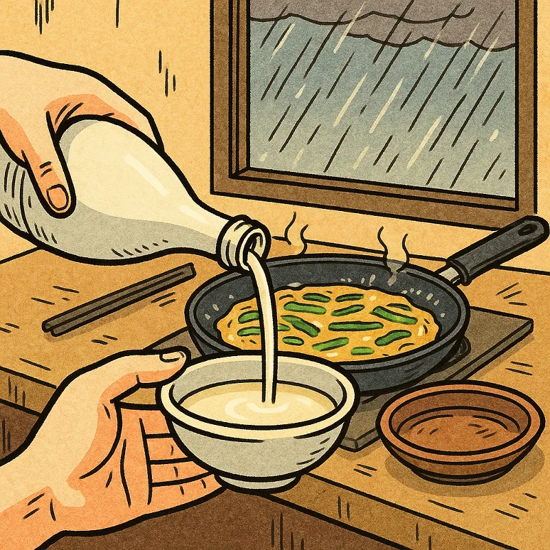 비오는 날 파전에 막걸리
