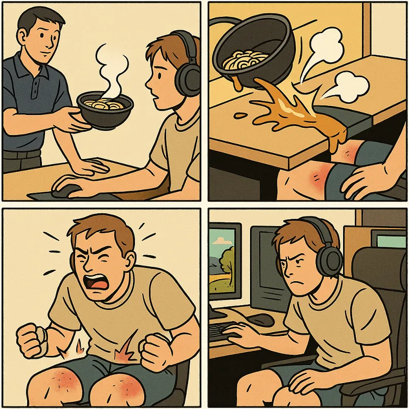 PC방 음식점 손님 화상