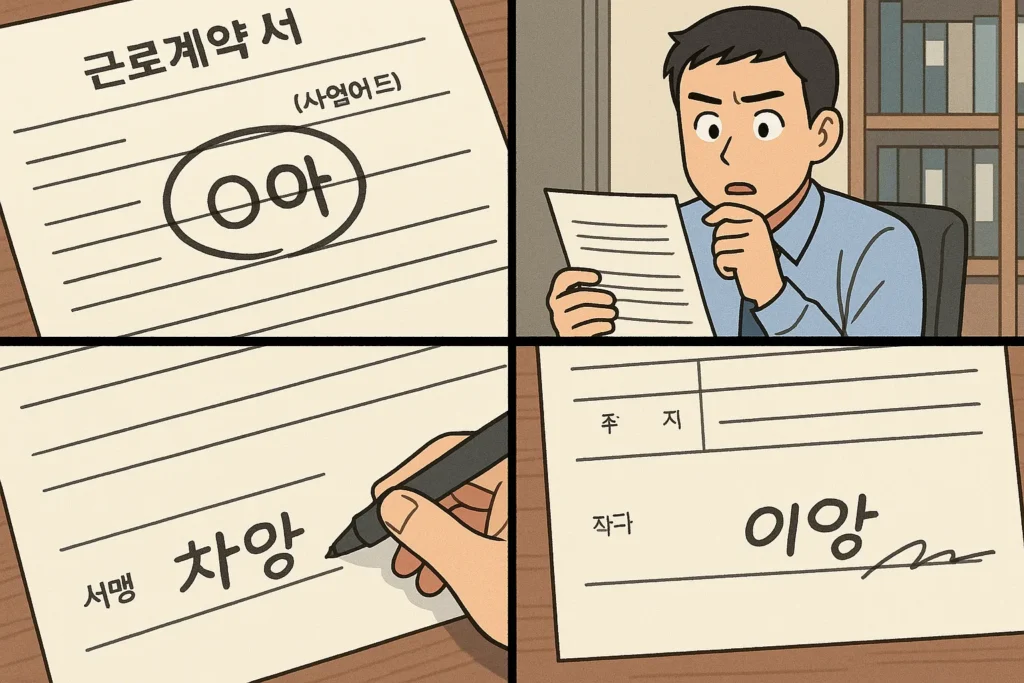 일용직 근로계약서 이름 잘못적음 법적 문제와 해결책